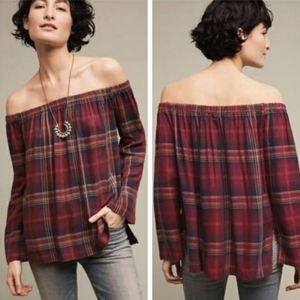 Cloth & Stone Homestead Plaid Off Shoulder Top M